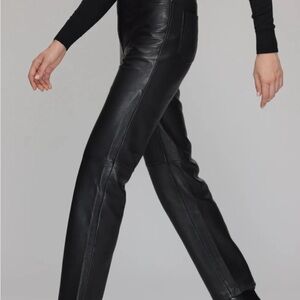 Danier Black Leather Slim Straight Pants